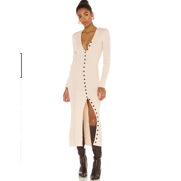 LPA | Kavala Button-Down Sweater Dress Ivory Size Medium - Picture 1 of 9